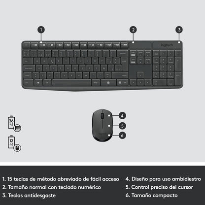 Combo Inalámbrico Logitech Mk235, Teclado Multimedia Y Mouse