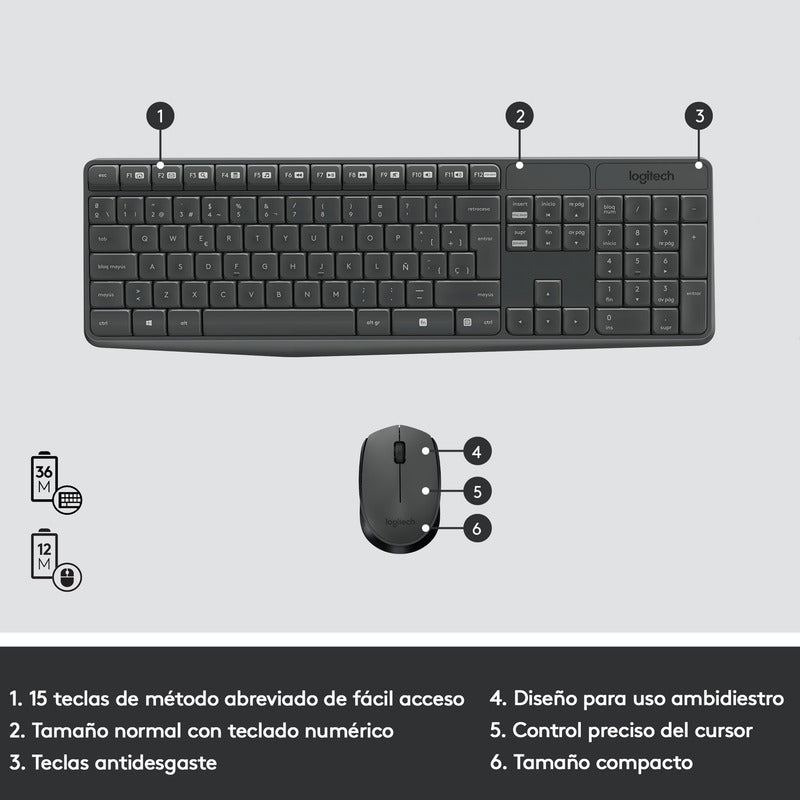 Combo Inalámbrico Logitech Mk235, Teclado Multimedia Y Mouse