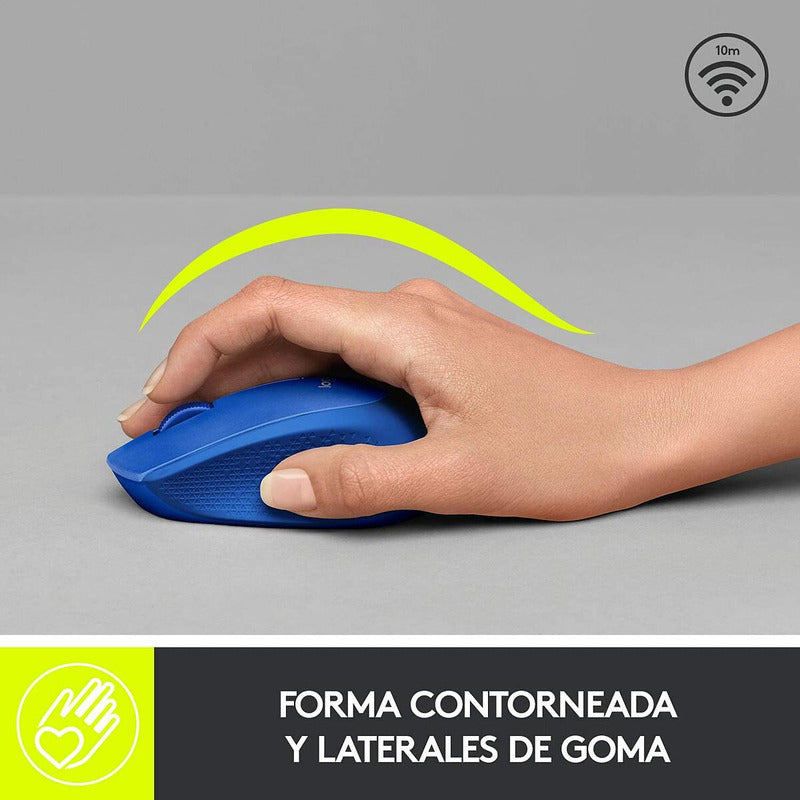 Mouse Inalámbrico Logitech M280, Cómodo Diseño Curvo, Azul