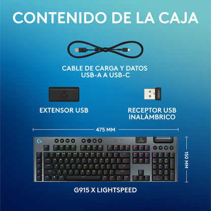 Teclado Gamer Logitech G915 X Lightspeed / Mecánico Slim Rgb