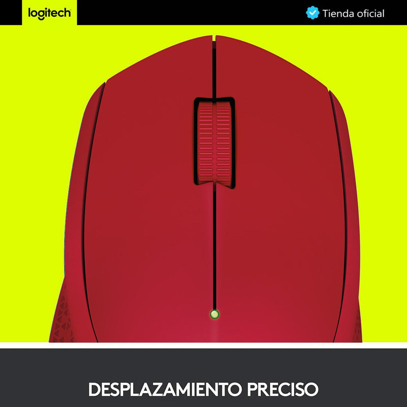 Mouse Inalámbrico Logitech M280, Cómodo Diseño Curvo, Rojo