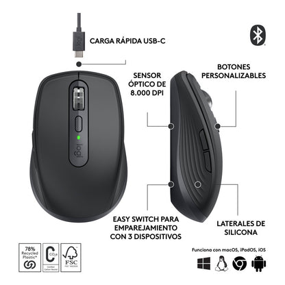Mouse Compacto Logitech Mx Anywhere 3s, Usuarios Avanzados