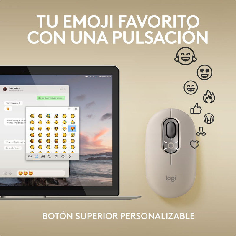 Mouse Inalámbrico Logitech Pop Mist Con Botón Emojis