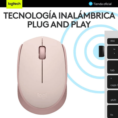 Mouse Inalámbrico Logitech M170 con Diseño Ambidiestro y Portátil, Rosa