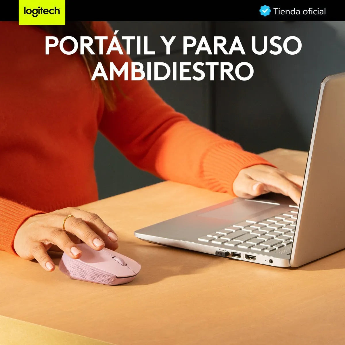 Mouse Inalámbrico Logitech M170 con Diseño Ambidiestro y Portátil, Rosa