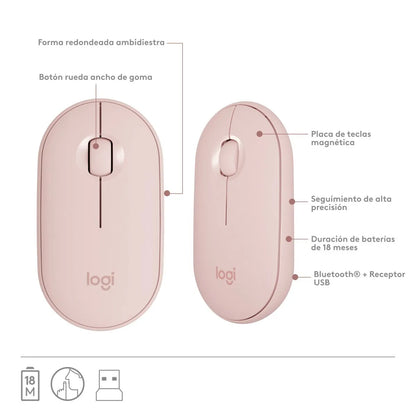 Combo Teclado y Mouse Inalámbrico Slim Logitech MK470 Rosa