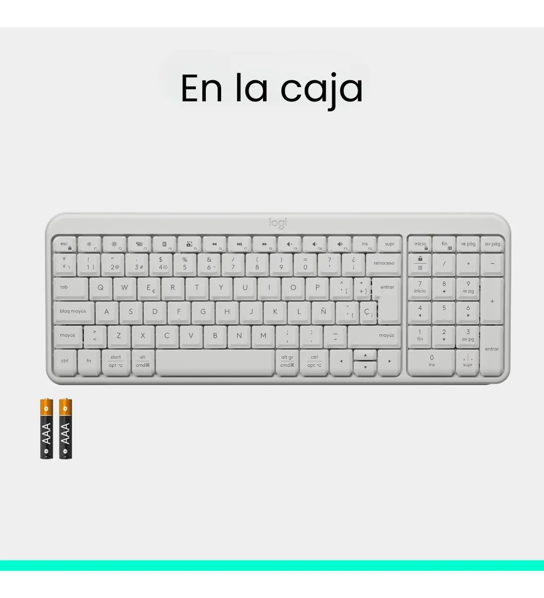 Teclado Inalámbrico Bluetooth Logitech K250 con Diseño Compacto, Blanco