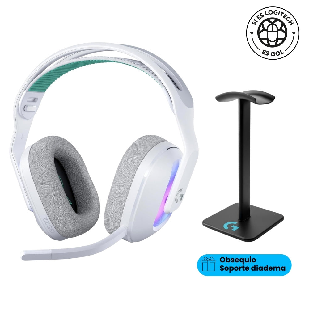 Auriculares Gamer Inalámbricos Logitech G522 LIGHTSPEED con RGB LIGHTSYNC Blanco + Obsequio Soporte para Diadema