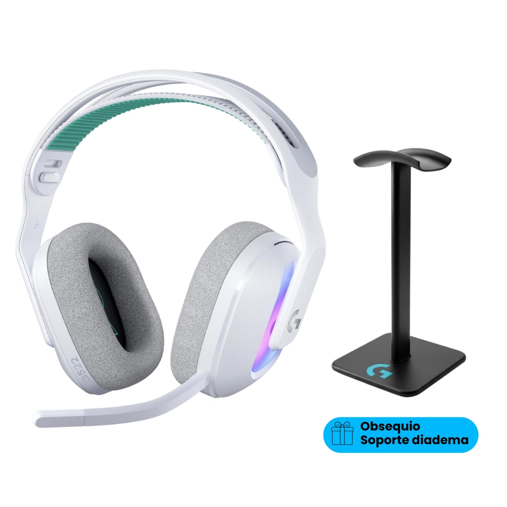 Auriculares Gamer Inalámbricos Logitech G522 LIGHTSPEED con RGB LIGHTSYNC Blanco + Obsequio Soporte para Diadema