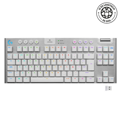 Teclado Gamer Logitech G915 Tkl, Mecánico Inalámbrico Blanco