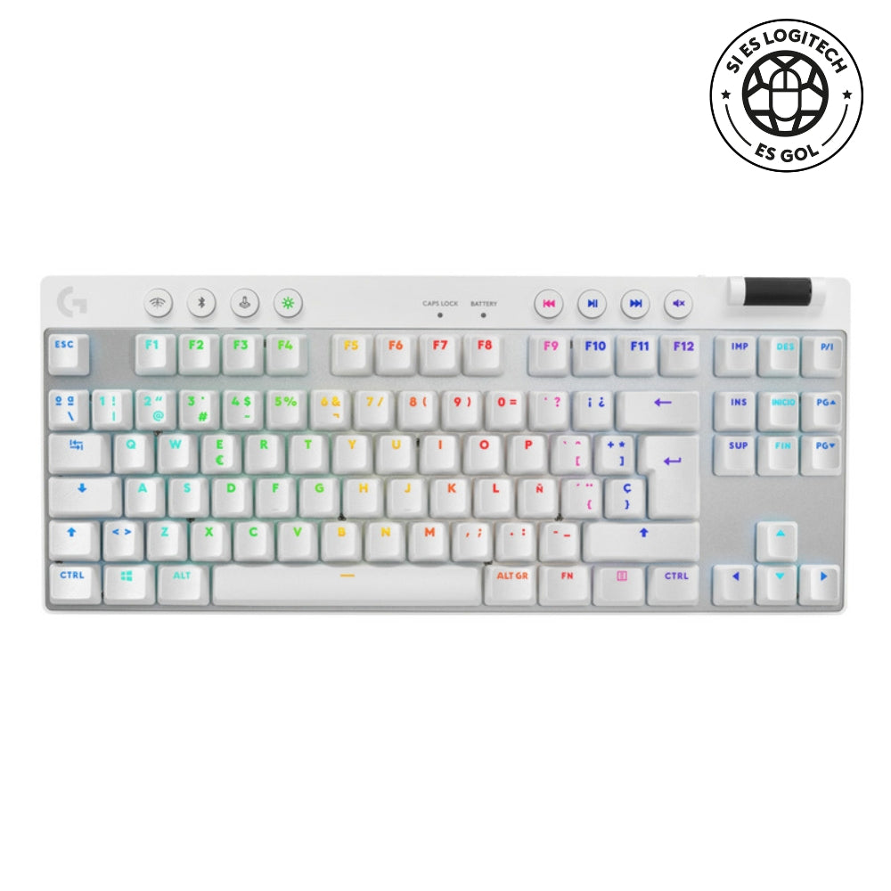 Teclado Gamer Inalámbrico Logitech G PRO X TKL LIGHTSPEED con RGB LIGHTSYNC, Blanco