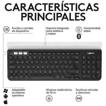 Teclado Inalámbrico Logitech K780 Bluetooth Multidispositivo con Base Tablet Celular + Mouse Inalámbrico Logitech Signature Comfort Plus M850 L + Pad Mouse Studio Series
