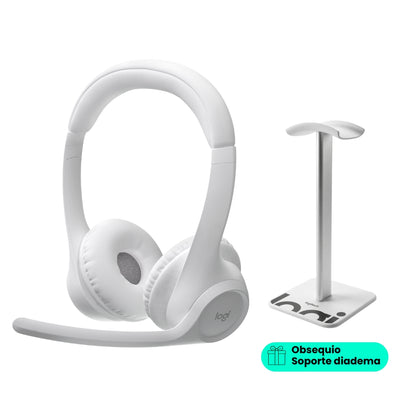 Auriculares Inalámbricos Bluetooth Logitech Zone 300 con Micrófono, Blanco + Obsequio Soporte para Diadema
