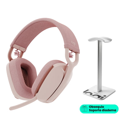 Diadema Profesional Bluetooth Logitech Zone Vibe 100 Rosa + Obsequio Soporte para la Diadema