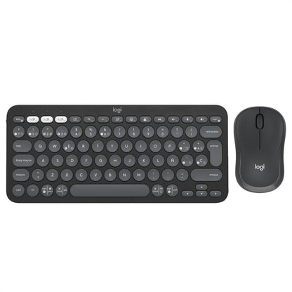 Teclado Bluetooth Logitech Pebble Keys 2 K380s Multidispositivo + Logitech M240 Silencioso Ratón Bluetooth Inalámbrico - Grafito
