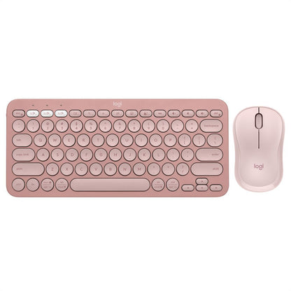 Teclado Bluetooth Logitech Pebble Keys 2 K380s Multidispositivo + Logitech M240 Silencioso Ratón Bluetooth Inalámbrico - Rosa