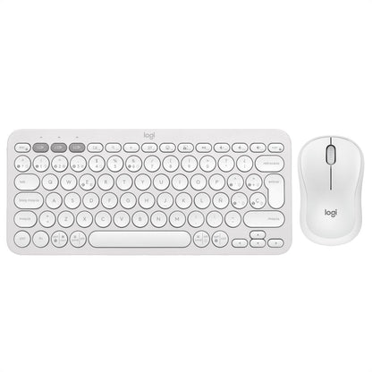 Teclado Bluetooth Logitech Pebble Keys 2 K380s Multidispositivo + Logitech M240 Silencioso Ratón Bluetooth Inalámbrico - Blanco