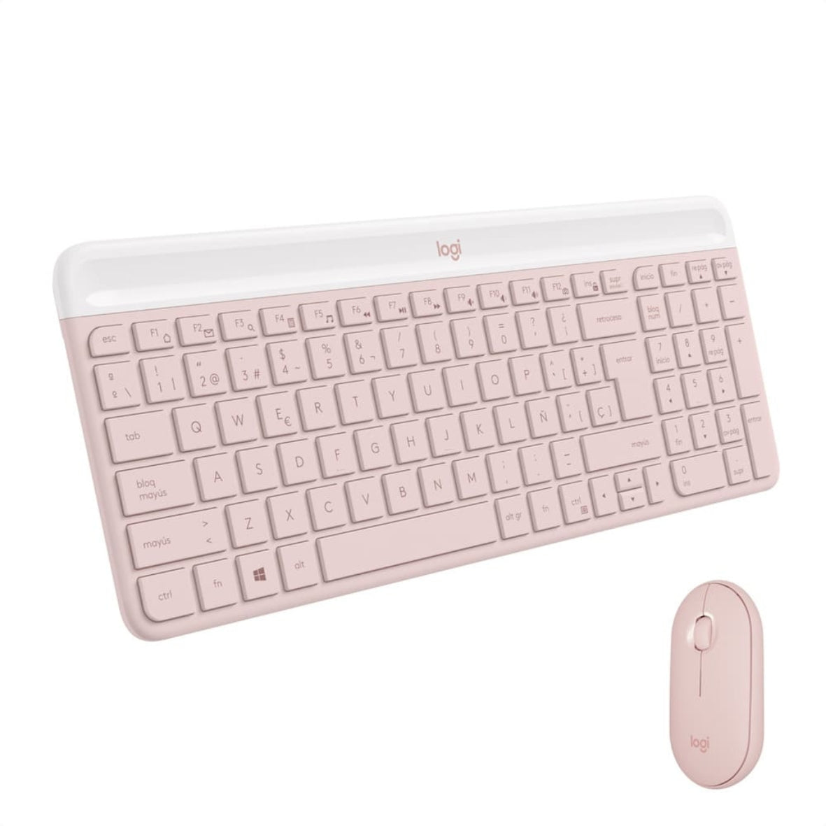 Combo Teclado y Mouse Inalámbrico Slim Logitech MK470 Rosa